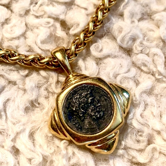 Chunky Vintage Roman Coin Necklace - Picture 1 of 2